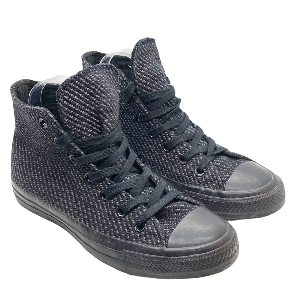 Converse Black/Gray Woven High Top Sneakers Sz 7.5